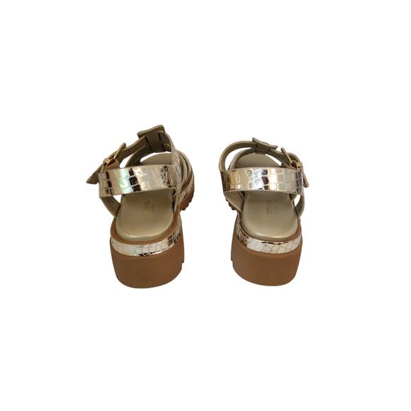 NIB Kenneth Cole Herron Metallic Platform Fisherman Sandal Gold 7.5M - Picture 6 of 7